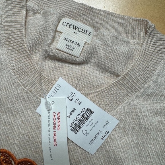 Crewcuts J. Crew Girls' Sequin Pumpkin Teddie (Soft ) Sweater Size XL 12-14 - Picture 3 of 10